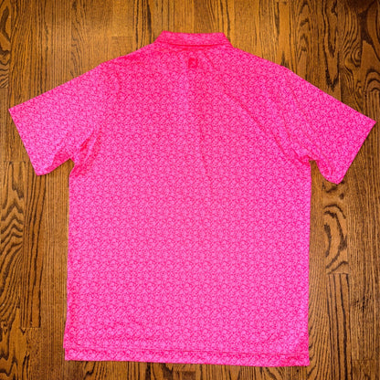 FootJoy Saratoga National Golf Club Floral Polo Shirt XL Pink Performance Preppy