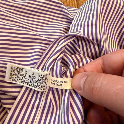 Ralph Lauren Custom Fit Striped Button Down Shirt 16 34/35 Purple White Joker
