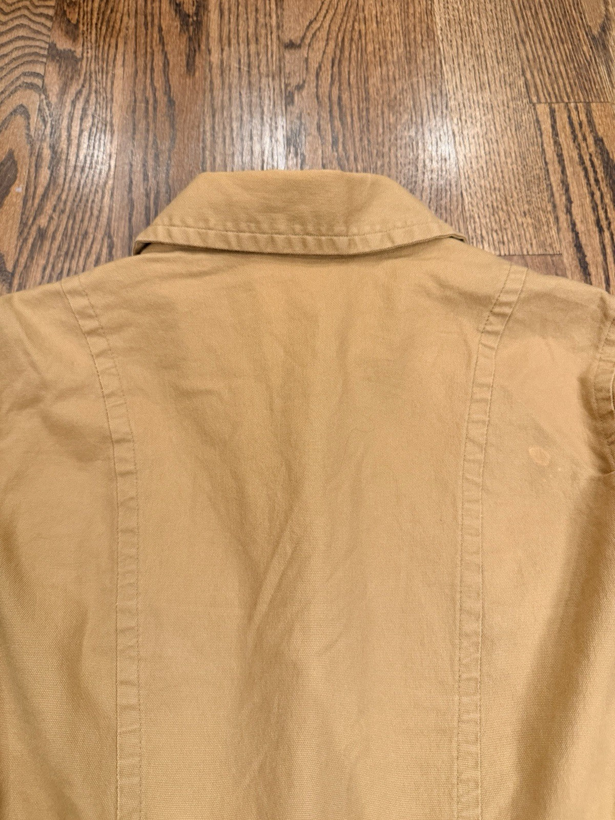ana Jacket Women Medium Brown Snap Front Pockets Cotton Spandex Coat