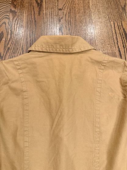 ana Jacket Women Medium Brown Snap Front Pockets Cotton Spandex Coat