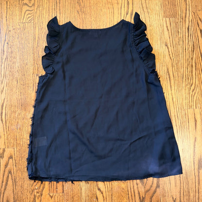 Andree by Unit Fringe Eyelash Ruffle Sleeve Top Size S Black Lightweight Sheer