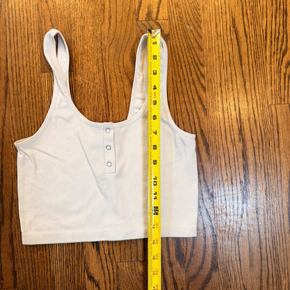 Bozzolo Ribbed Henley Crop Tank Top Seamless Stretch S/M Cream Off White