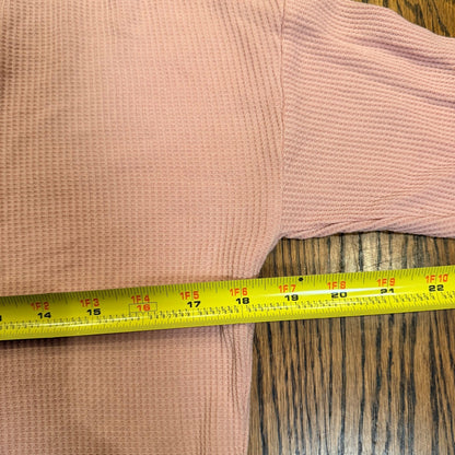 American Eagle Waffle Knit Henley Top Cropped Thermal Small Pink
