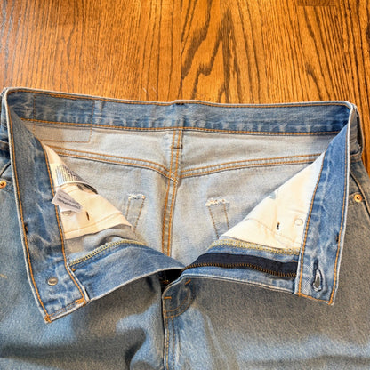 Levi's 469 Loose Fit Denim Shorts Paint Splatter Light Wash 32 Blue Jorts Y2K