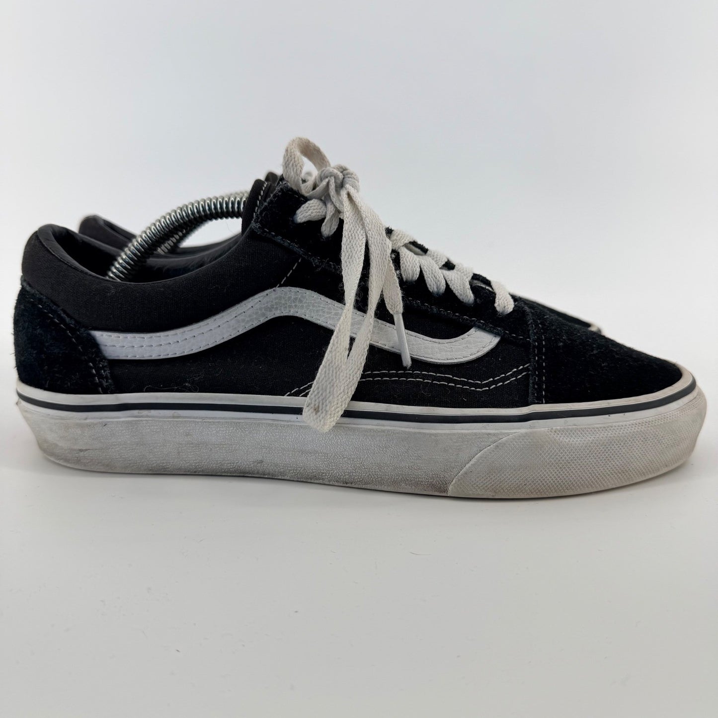 Vans Old Skool Classic Skate Shoes Low Top Black White Suede Canvas Mens 8.5