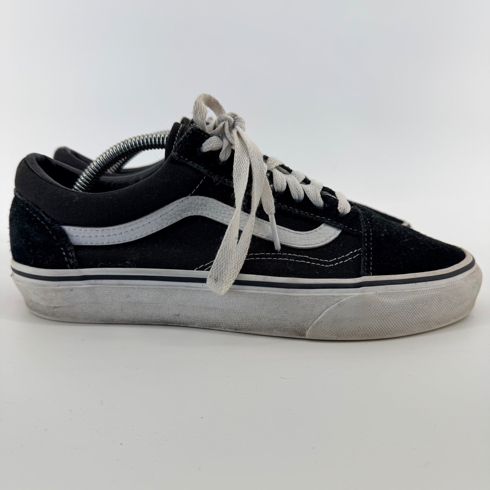 Vans Old Skool Classic Skate Shoes Low Top Black White Suede Canvas Mens 8.5