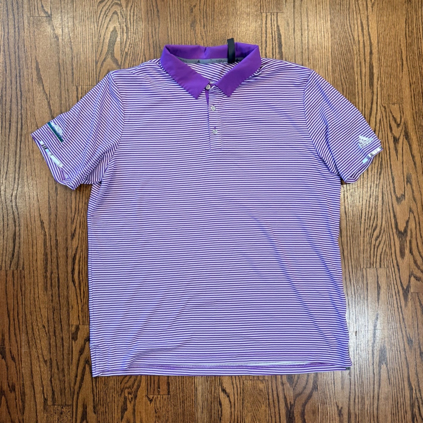 Adidas Climachill Golf Polo Shirt Mount Shasta Resort XL Purple White Stripe