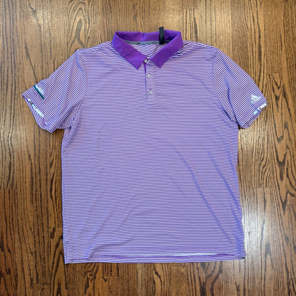 Adidas Climachill Golf Polo Shirt Mount Shasta Resort XL Purple White Stripe