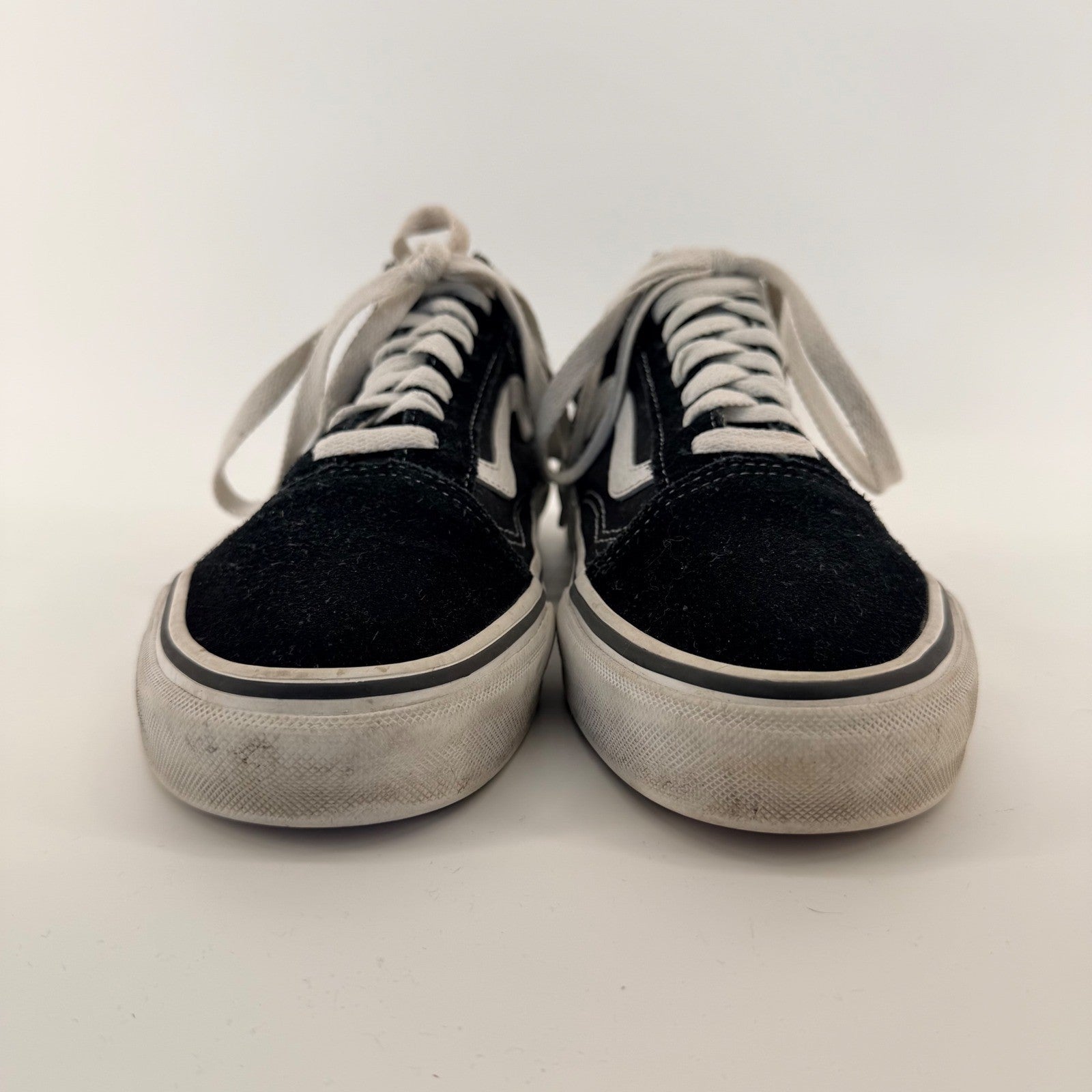 Vans Old Skool Classic Skate Shoes Low Top Black White Suede Canvas Mens 8.5