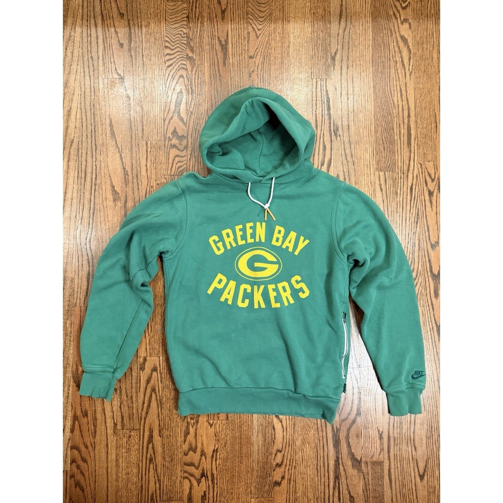 Nike NFL Green Bay Packers Hoodie Side Zip Sweatshirt Small Green