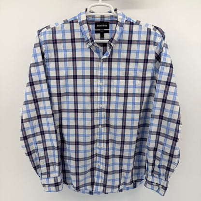 Bonobos Slim Fit Plaid Button Down Shirt XL Blue Pink Cotton Business Casual