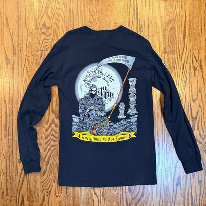 Gildan Alpha Battery Night Stalkers Military Long Sleeve T-Shirt Small Black