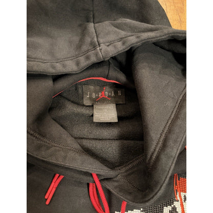 Jordan AJ1 Sneaker Graphic Hoodie Chicago Pixel Embroidery Large Black Mens