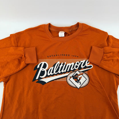 BDA Sports Baltimore Orioles Graphic Sweatshirt Lightweight Pullover M Orange