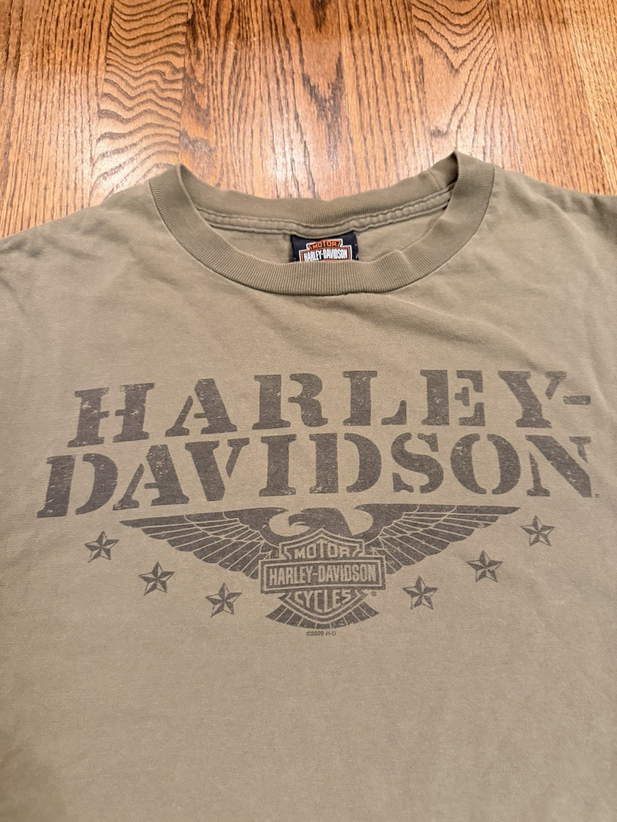 Vintage Harley Davidson Seattle Shirt 2XL Military Green Distressed