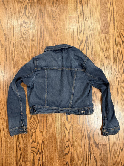 Mossimo Cropped Denim Jean Jacket Long Sleeve Button Down Youth Size L (adult S)