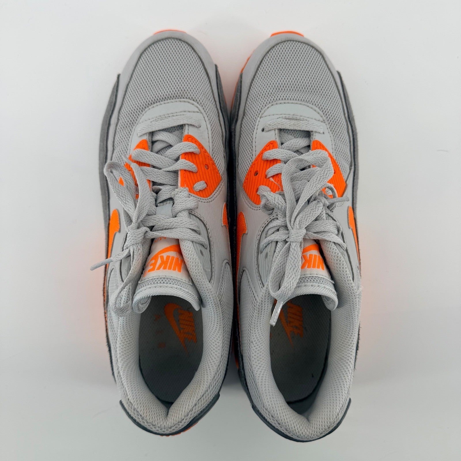 Nike Air Max 90 Wolf Grey Total Orange Mens Sneakers Running Shoes Size 11