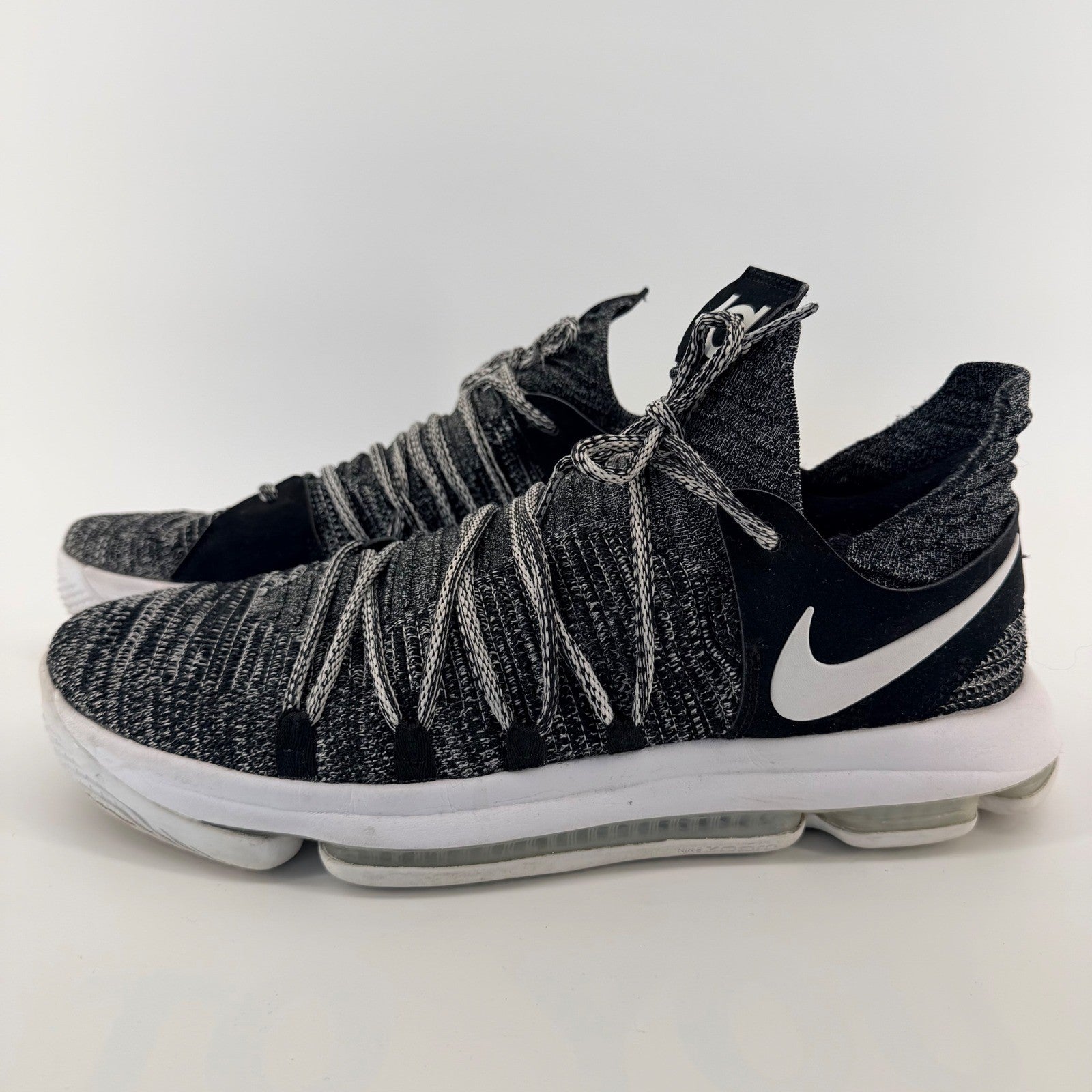 Nike Zoom KD 10 Oreo Basketball Shoes Flyknit Kevin Durant Black White Mens
