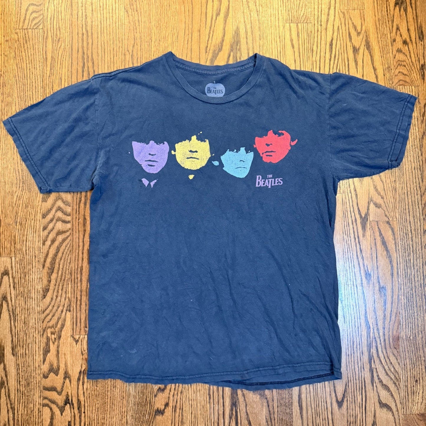 The Beatles 2010 Apple Corps Graphic T-Shirt Band Size L Black Fade Soft Cotton