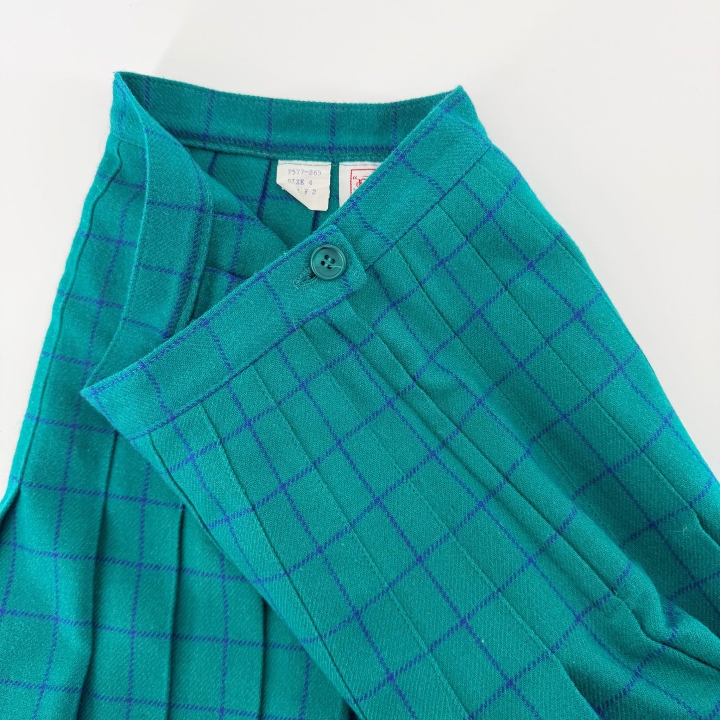 Pendleton Vintage Wool Pleated Midi Skirt Plaid High Waist 4 Petite Teal Green