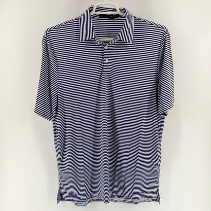 RLX Ralph Lauren Striped Performance Golf Polo Shirt Blue White Mens Large