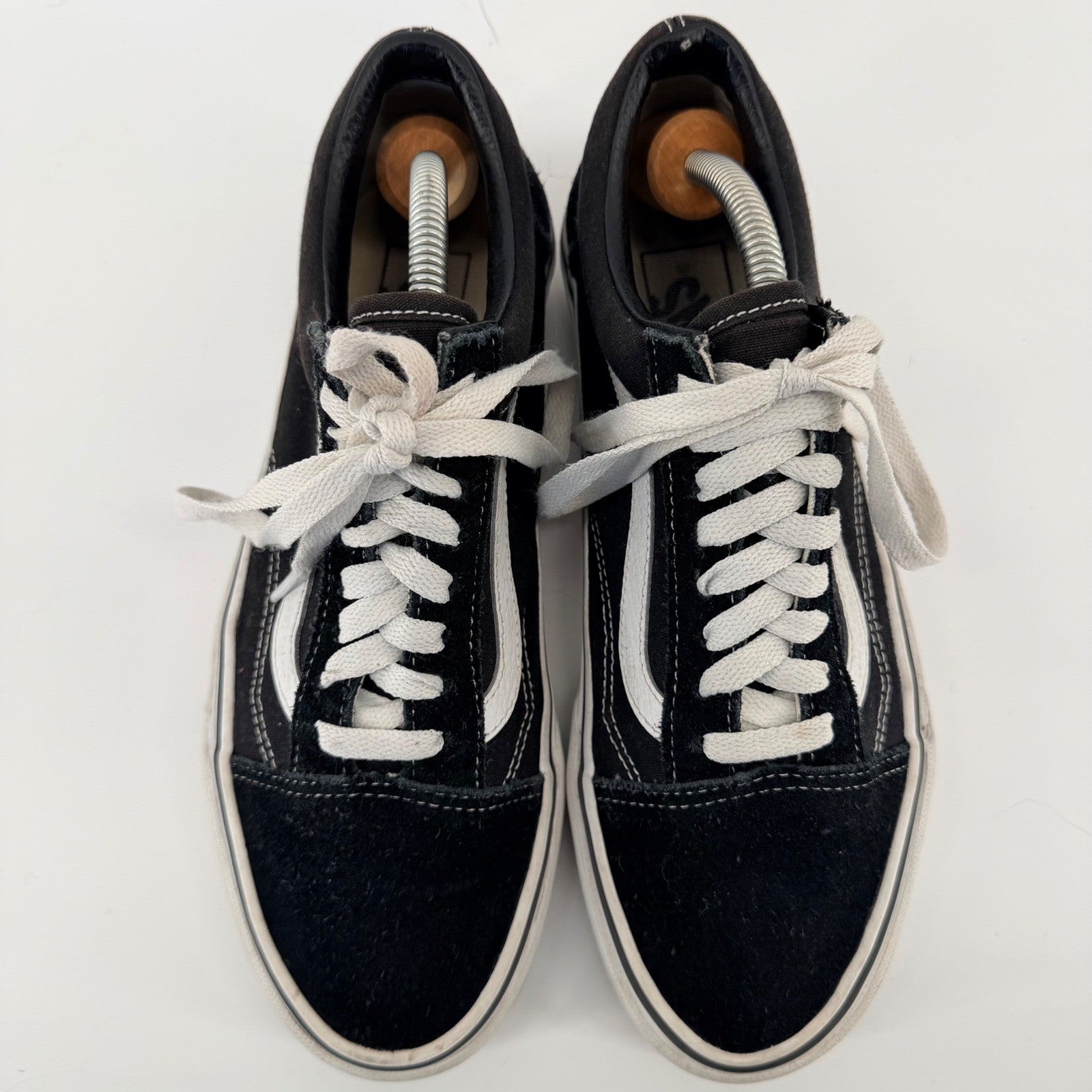 Vans Old Skool Classic Skate Shoes Low Top Black White Suede Canvas Mens 8.5