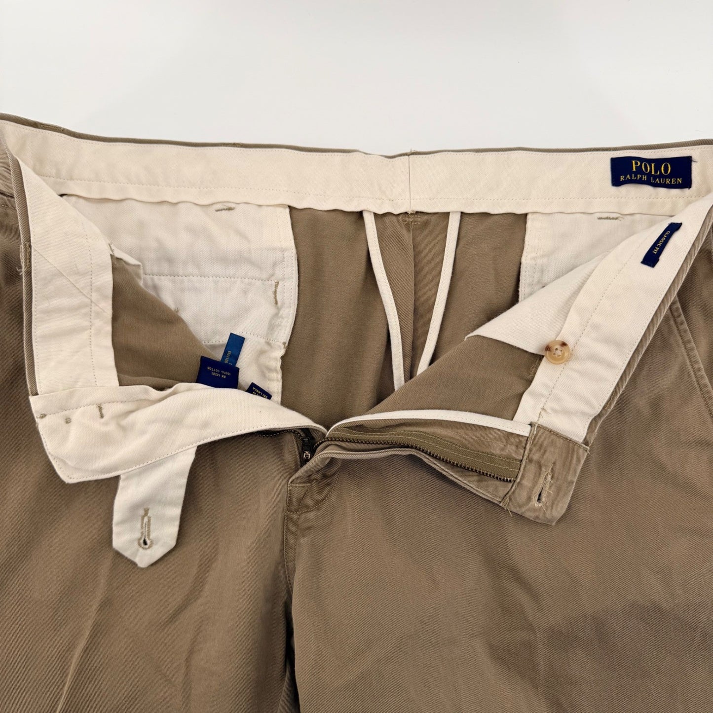 Polo Ralph Lauren Classic Fit Chino Pants Khaki Tan Cotton Twill 37x30 Mens
