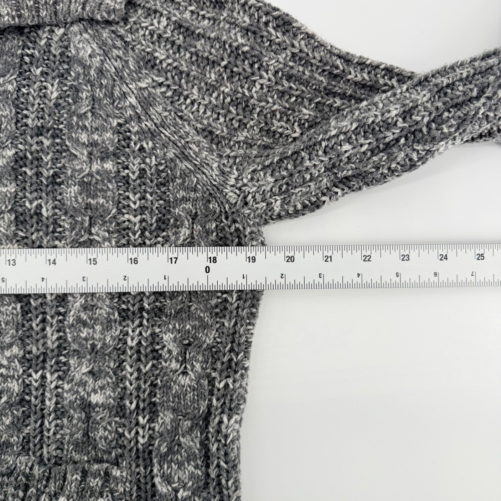 Gap Cable Knit Cardigan Sweater Gray Chunky Button Front Shawl Collar Large L