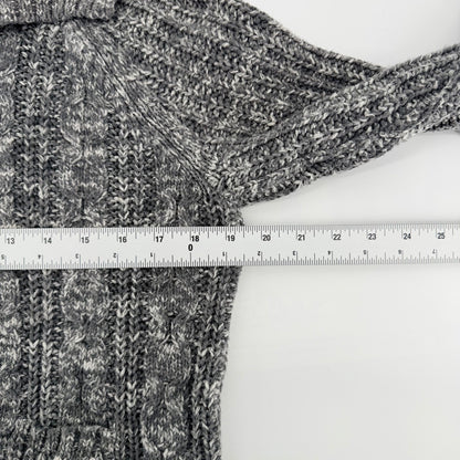 Gap Cable Knit Cardigan Sweater Gray Chunky Button Front Shawl Collar Large L