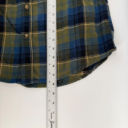 Lee Regular Fit Flannel Shirt Plaid Long Sleeve Workwear Casual Med Blue Olive
