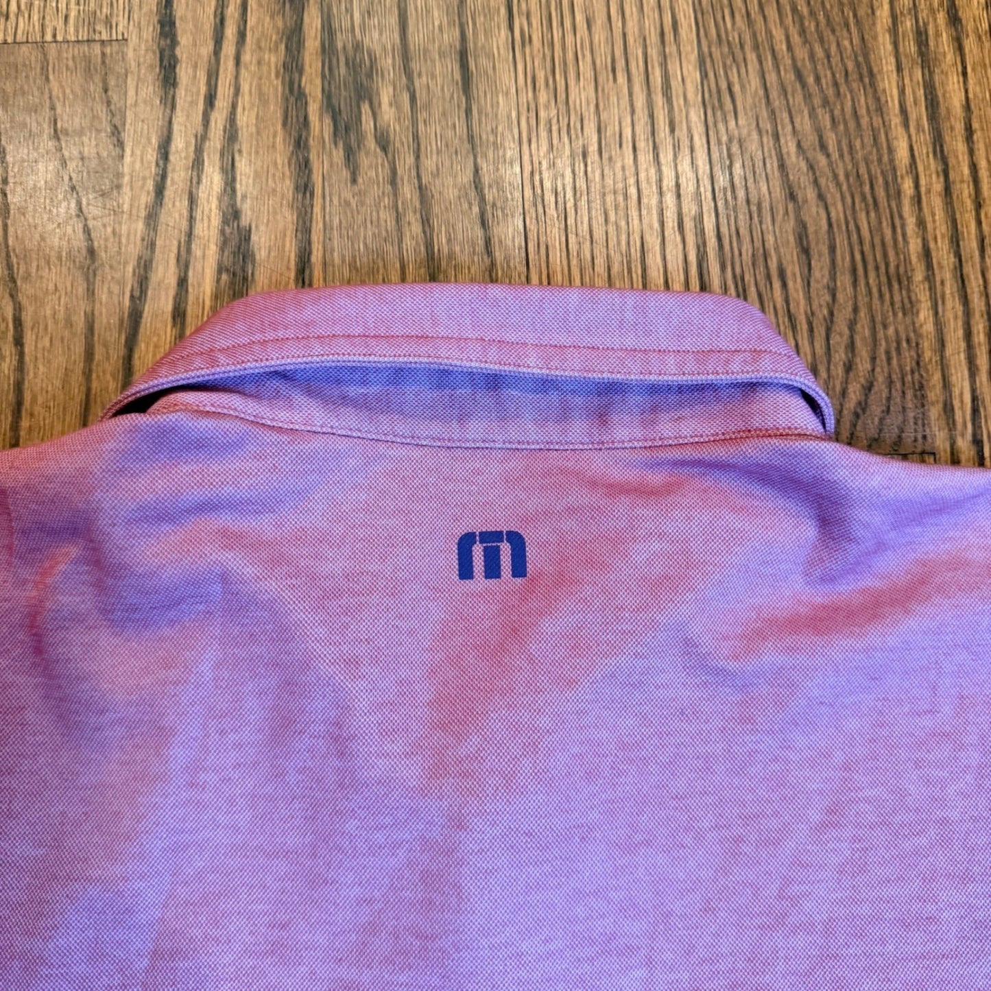 Travis Mathew Men's Pima Cotton Blend Stripe Polo Shirt Size M Pink Heather