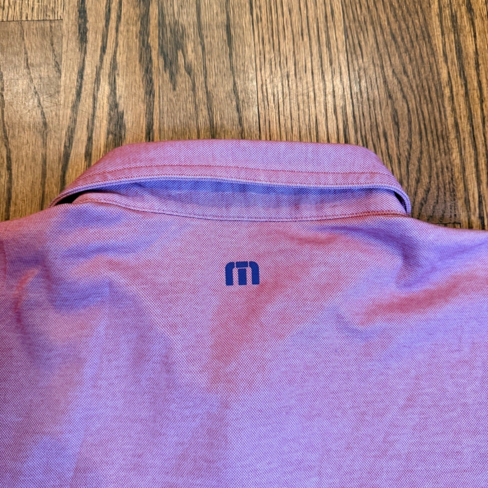 Travis Mathew Men's Pima Cotton Blend Stripe Polo Shirt Size M Pink Heather