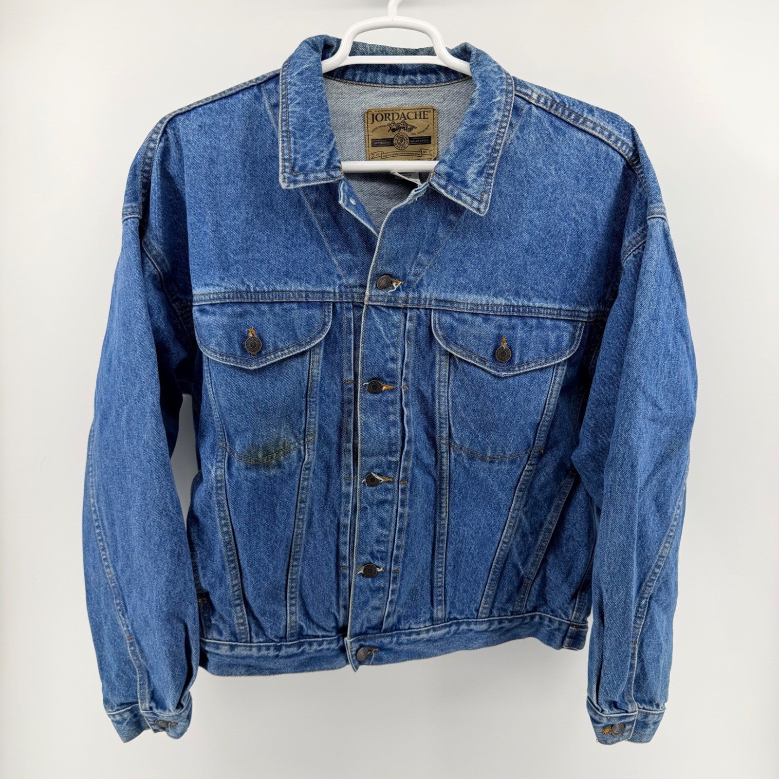 Jordache Vintage Denim Trucker Jacket 90s Rugged Cotton Blue Large