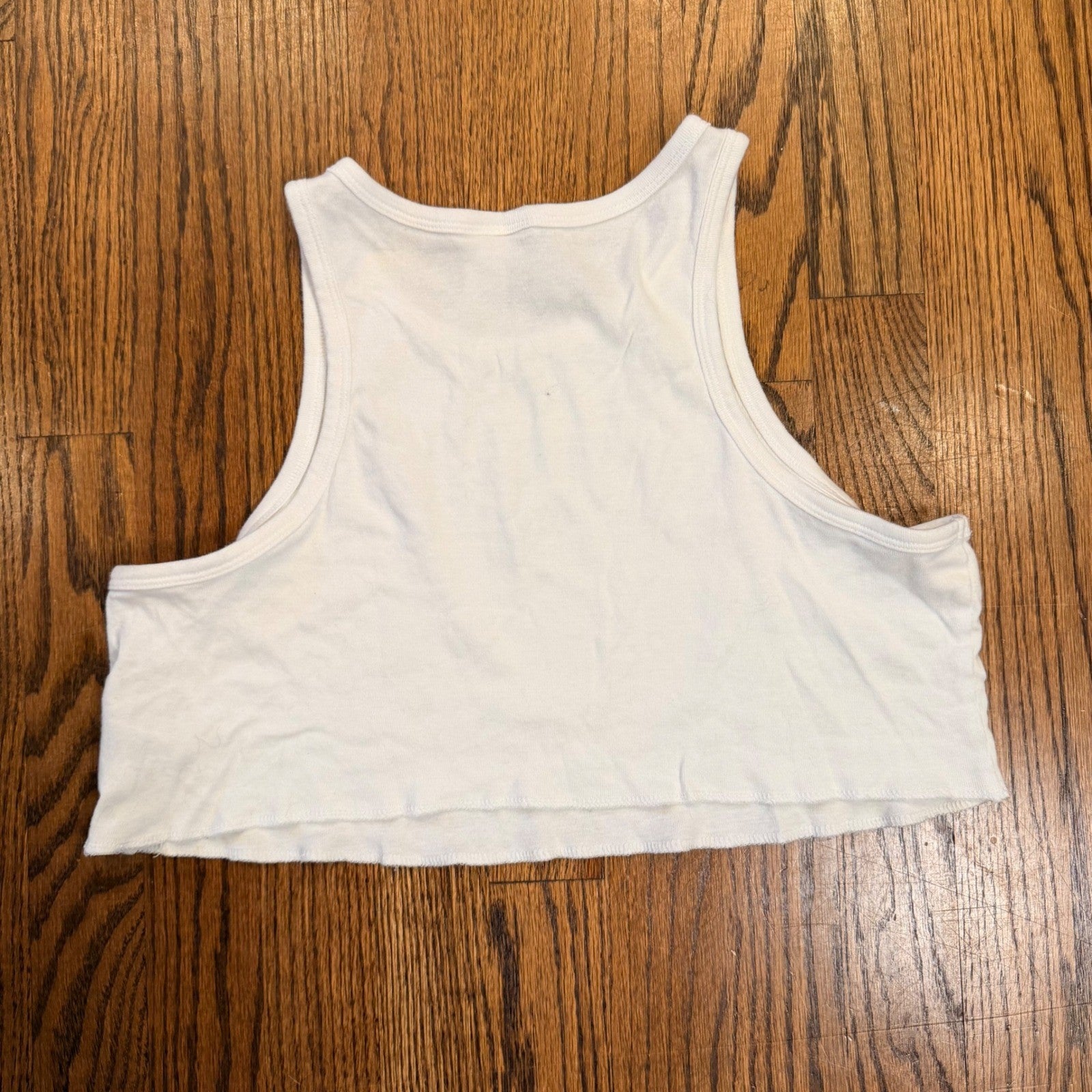 H&M Divided Santa Monica California Graphic Crop Tank Top Medium White