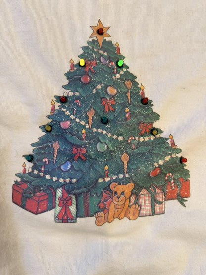 Vintage Oneita Light-Up Christmas Tree Sweatshirt M – 80s/90s Holiday Crewneck