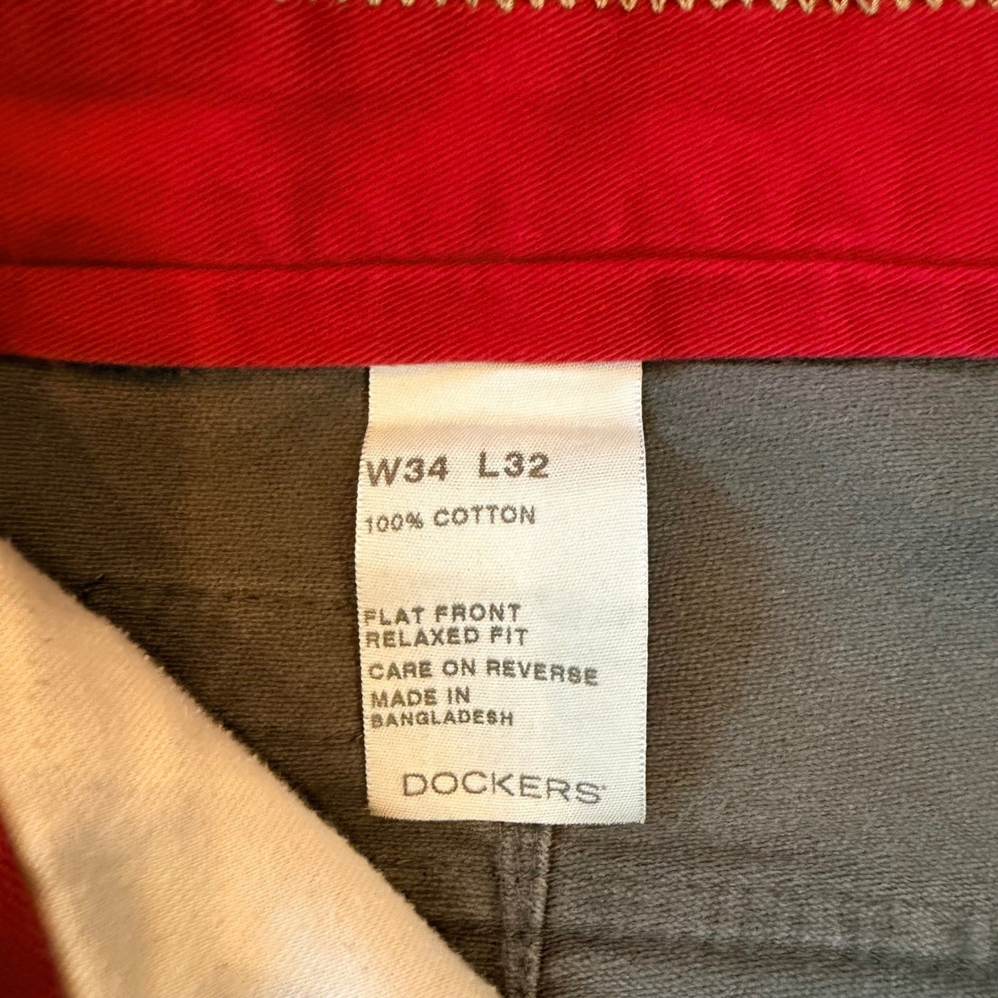 Vintage Dockers Relaxed Fit Chino Pants Side Zipper Pocket 34x30 Green