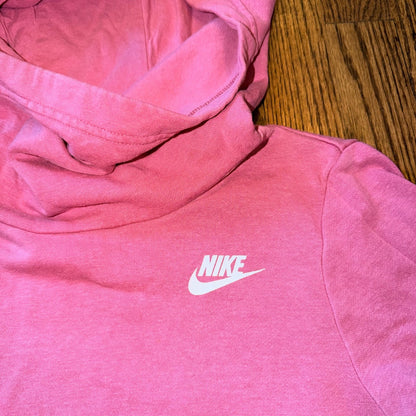 Nike Sportswear Funnel Neck Hoodie Fleece Pullover XS Pink