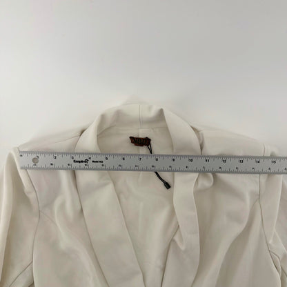 NBD Bell Sleeve Blazer Dress White Shawl Lapel Tailored Mini Size S White