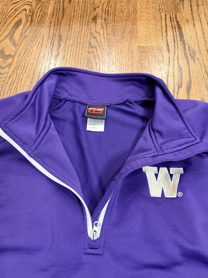 Washington Huskies Genuine Stuff 1/4 Zip Long Sleeve Pullover Men XL Purple