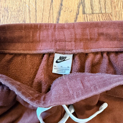 Nike Retro Logo Fleece Joggers Sweatpants Youth XL Brown Rust Collegiate