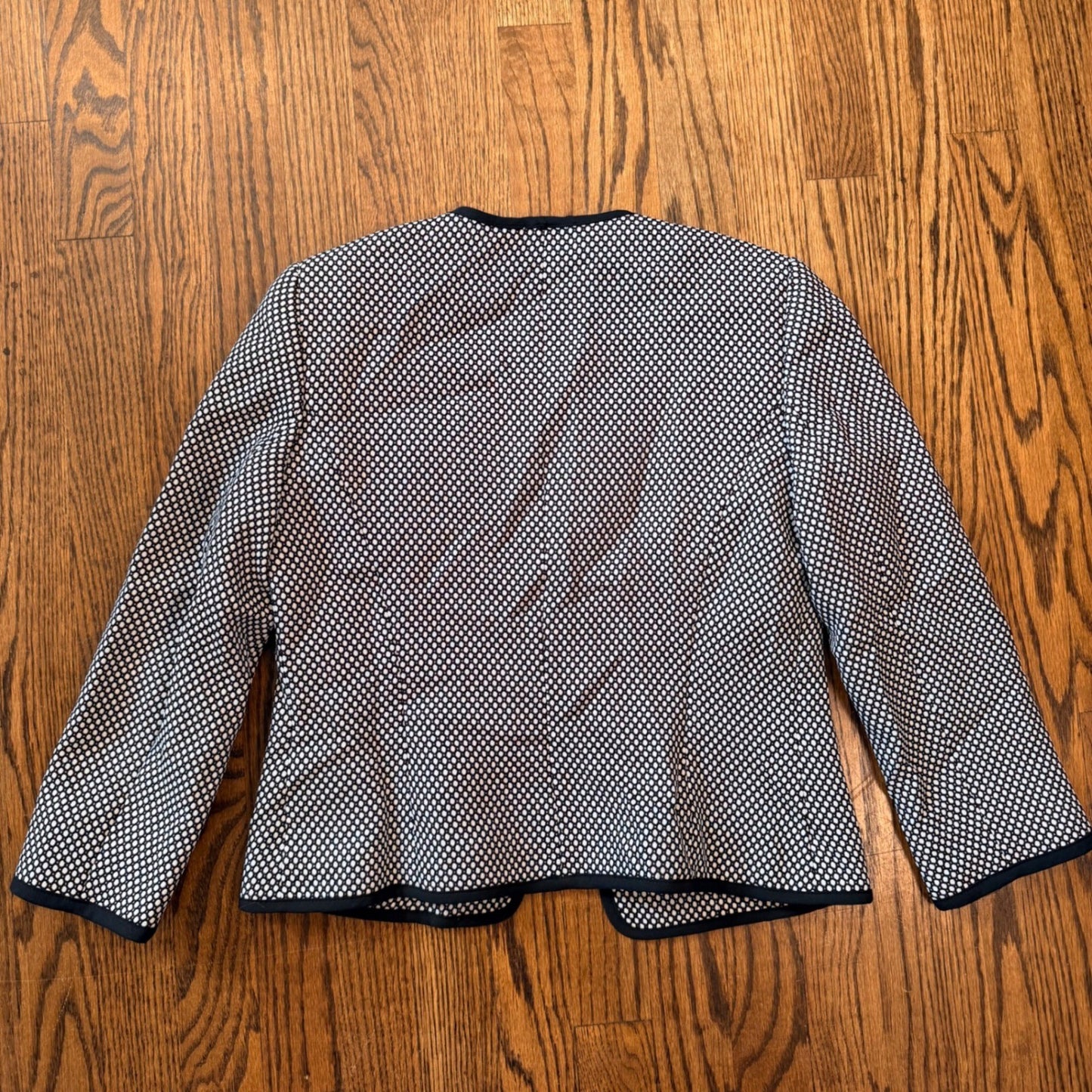 Anne Klein Suit Separates Blazer Open Front Dot Print Size 8 Black White
