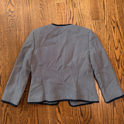 Anne Klein Suit Separates Blazer Open Front Dot Print Size 8 Black White