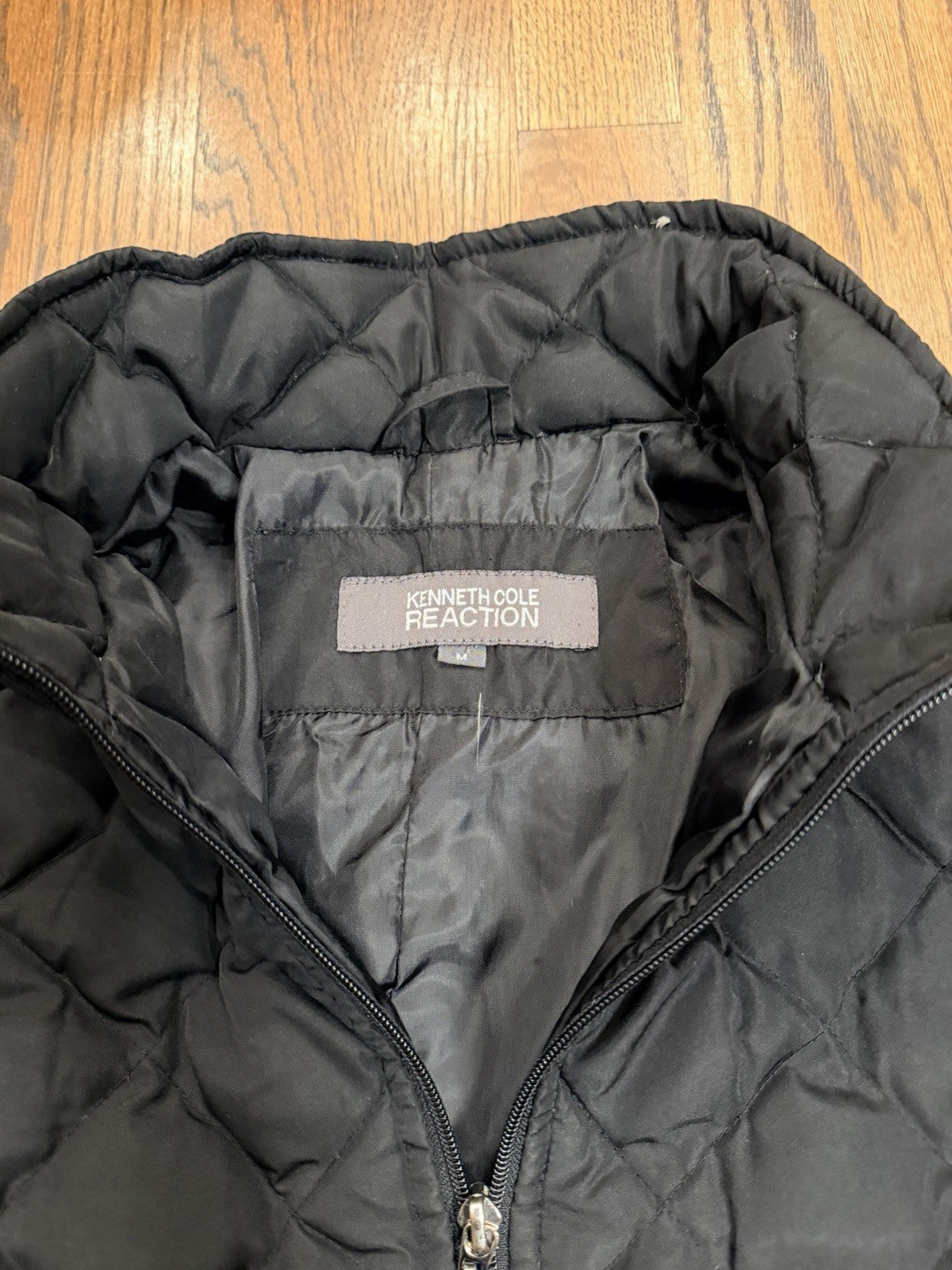 Kenneth Cole Reaction G-111 Apparel Womens Black Full Zip Puffer Jacket Medium