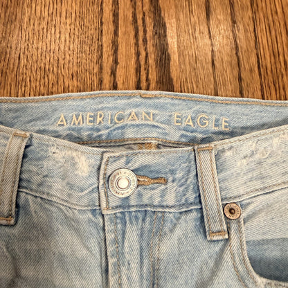 American Eagle Mom Jeans Size 0 Ripped Distressed Light Wash Denim Y2K