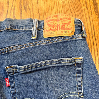 Levi's 559 Relaxed Straight Jeans Medium Wash Blue 38x32 Mens Denim Loose Baggy