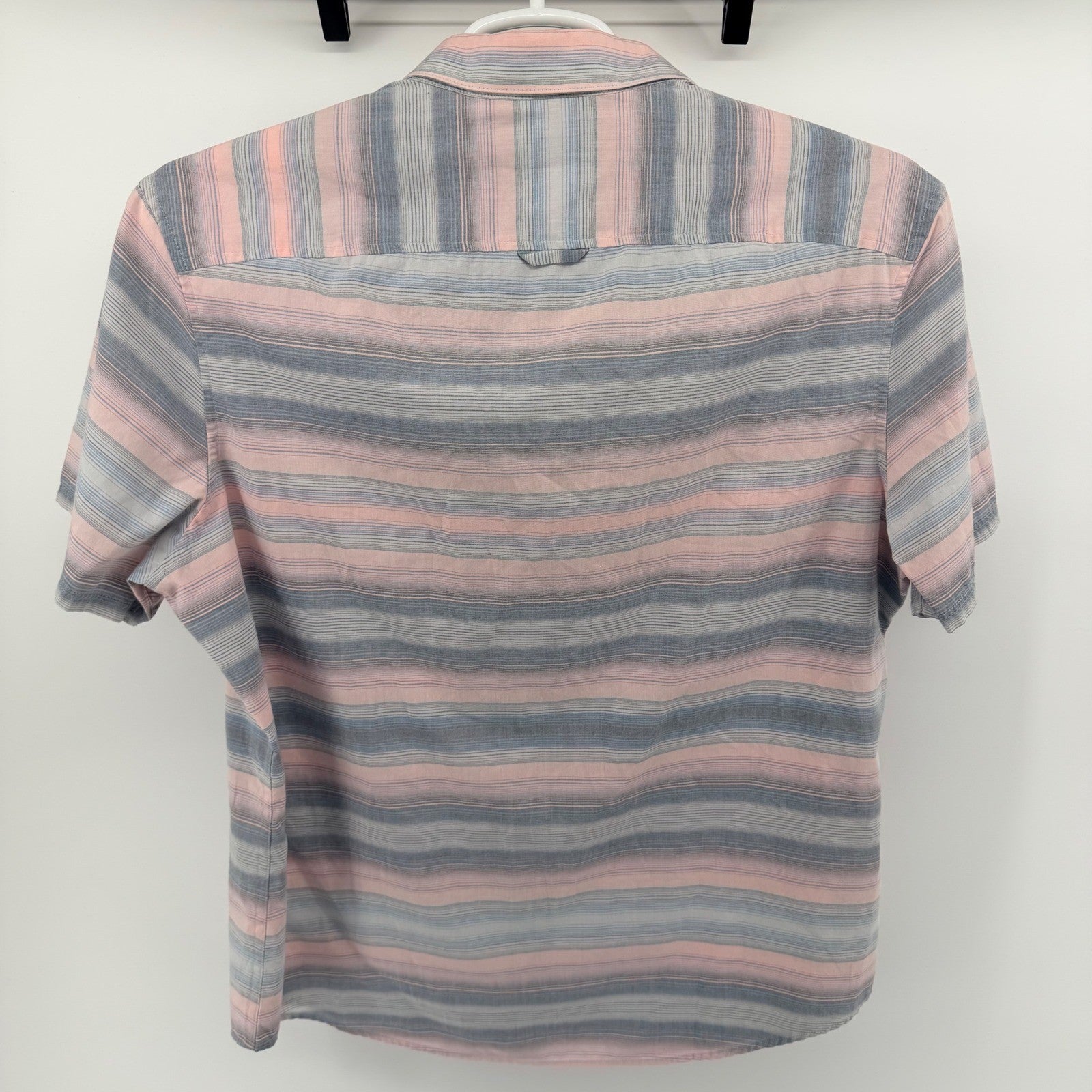 Original Penguin Heritage Slim Fit Striped Short Sleeve Button Down XL Pink Blue