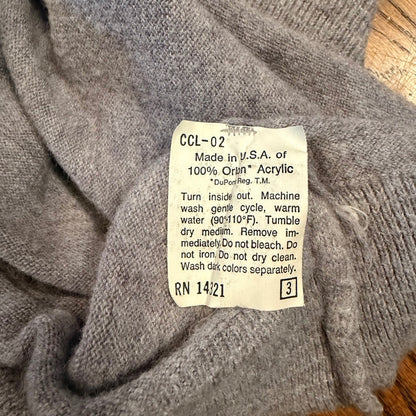 Christian Dior Monsieur Vintage 80s V-Neck Sweater Logo Orlon Large Gray