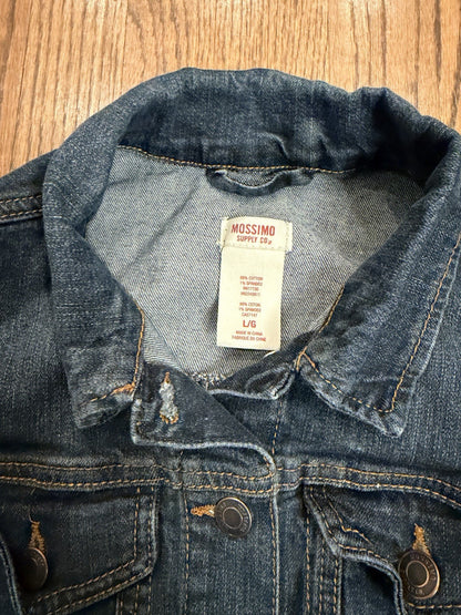 Mossimo Cropped Denim Jean Jacket Long Sleeve Button Down Youth Size L (adult S)