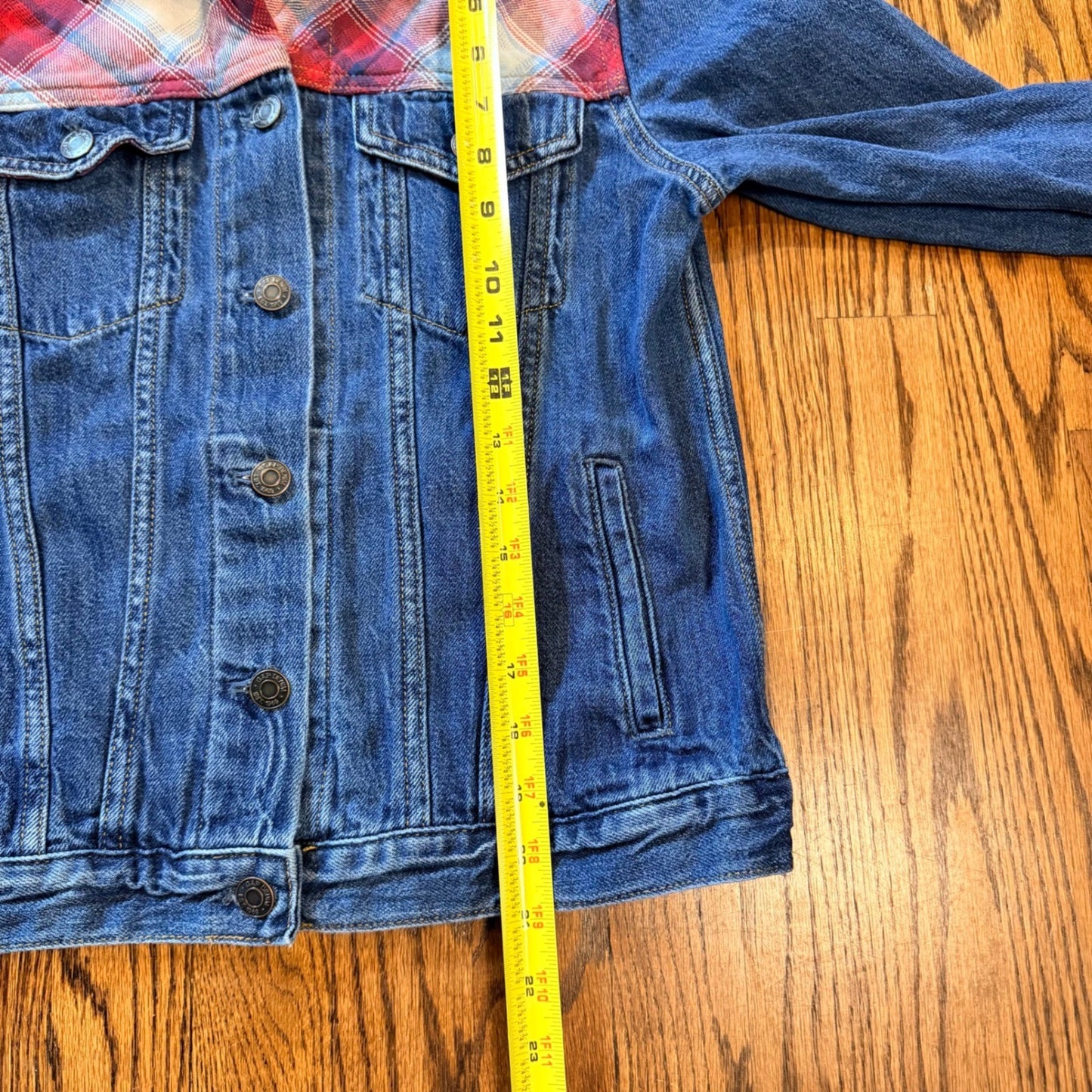 Gap x Pendleton Denim Trucker Jacket Plaid Wool Yoke S Blue Colab Western Spring