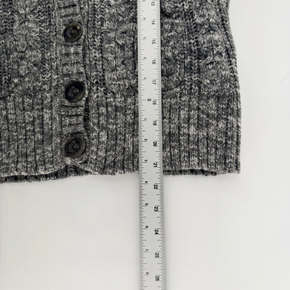 Gap Cable Knit Cardigan Sweater Gray Chunky Button Front Shawl Collar Large L